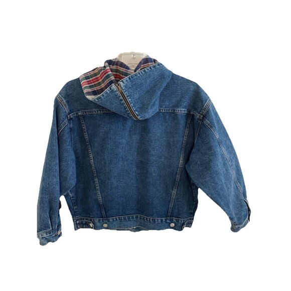 EUC VTG Y2K 90s Guess Hooded Plaid Jean Jacket USA Trucker Denim Rare L - Picture 11 of 12